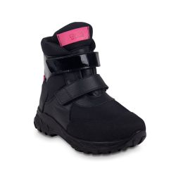 TW-552 (цв.2-черный/розовый) Ботинки (кожа + текстиль, велкро, неубивайка)
