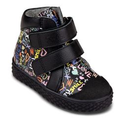 TW-416 (цв.9-черный/принт) Ботинки ортопедические малосложные